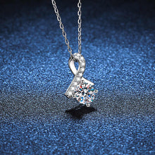 Load image into Gallery viewer, Solitary bow charm 925 silver Moissanite necklace