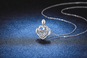 Dual Heart 925 silver Moissanite necklace