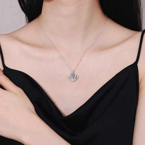 Dual Heart 925 silver Moissanite necklace