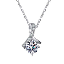 Load image into Gallery viewer, Solitary bow charm 925 silver Moissanite necklace