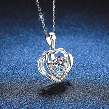 Load image into Gallery viewer, Dual Heart 925 silver Moissanite necklace