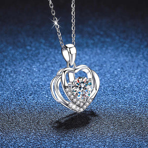 Dual Heart 925 silver Moissanite necklace