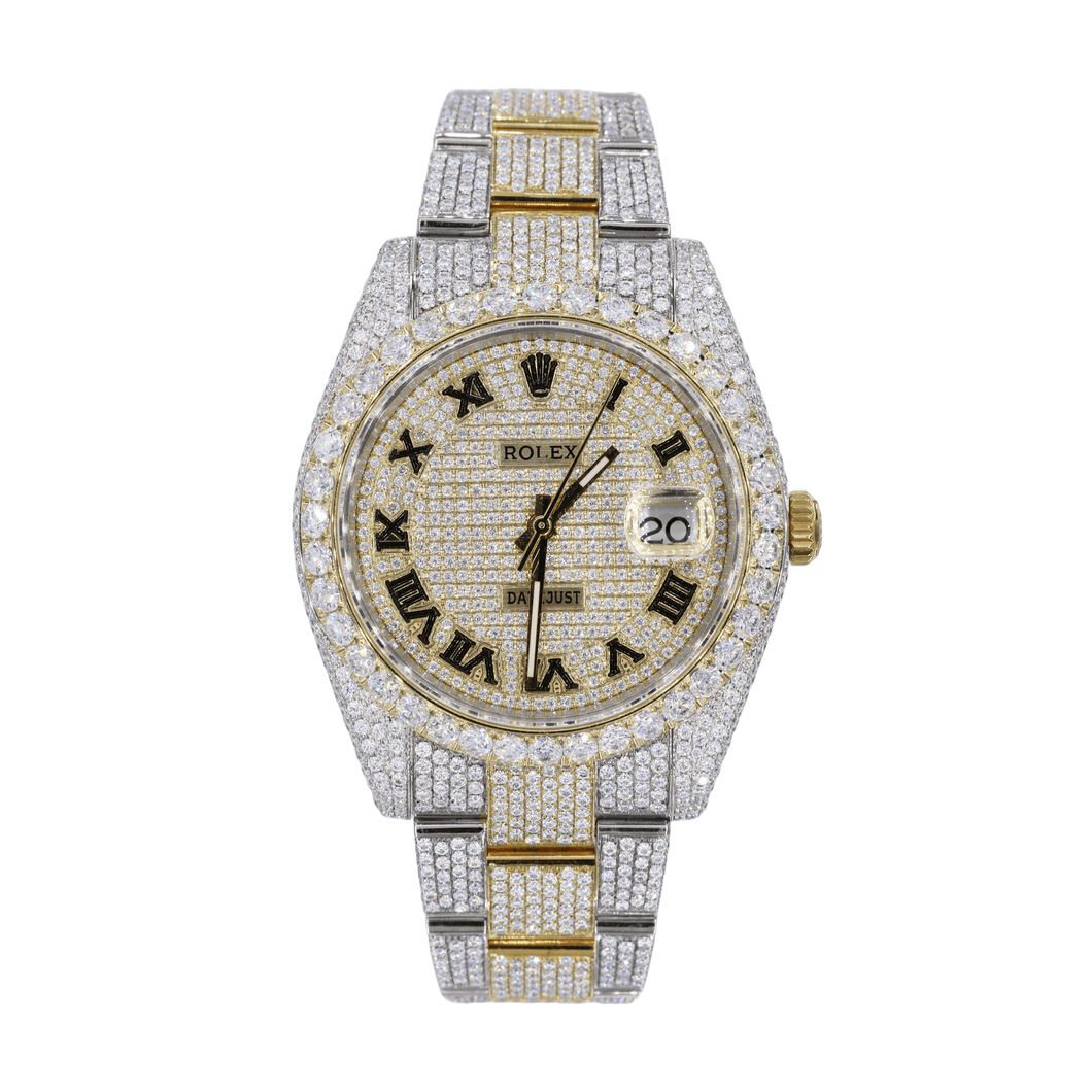 DJ 41MM MOISSANITE DIAMOND MEDIUM STONE BEZEL TWO-TONE WATCH 22CT