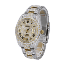 Load image into Gallery viewer, DJ 41MM MOISSANITE DIAMOND BIG STONE BEZEL TWO-TONE WATCH 22CT