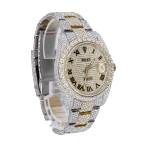 DJ 41MM MOISSANITE DIAMOND MEDIUM STONE BEZEL TWO-TONE WATCH 22CT