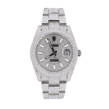 Load image into Gallery viewer, DJ 41MM MOISSANITE DIAMOND TWO ROW STONE BEZEL WATCH 22CT